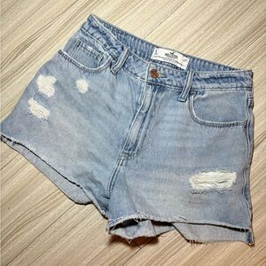 Hollister Women's Distressed Light Blue Jean Shorts